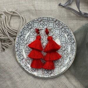 Elegant Red Tassel Earrings